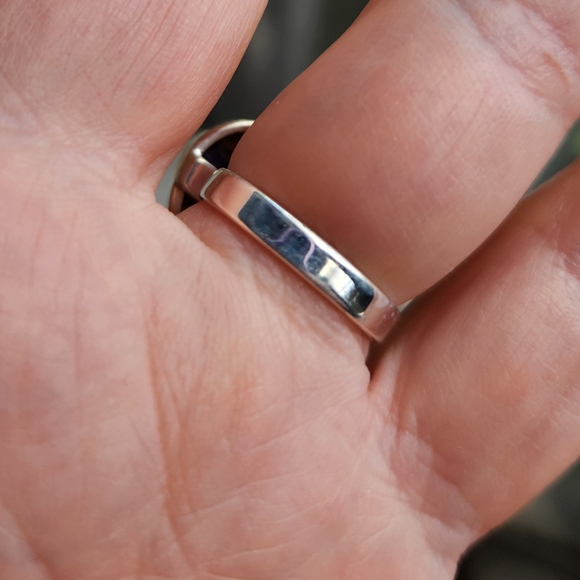 Handmade Sterling Silver 925 Purple Mojave Heart Statement Ring Size 7 - Picture 4 of 9